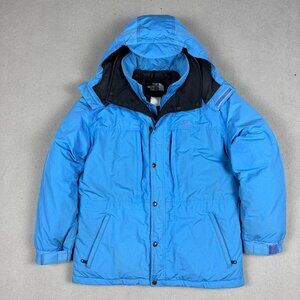 The North Face Vintage Down Parka Jacket Mens Size M Blue Puffy Hooded